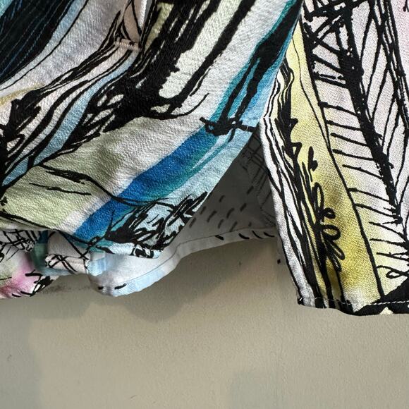 Ali Miles Mandarin Collar Tunic 3/4 Sleeve Button Front Blouse Top L City Print - Picture 8 of 12